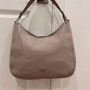 Kate Spade Pebbled Leather Roulette Hobo Bag in Taupe